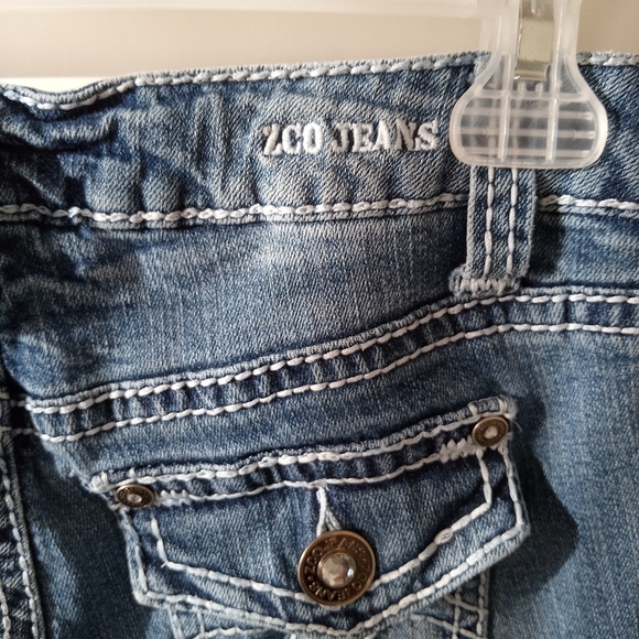 Z.CO Premium Jeans DARK BLUE Distressed High Rise FLARES Size 3 - Picture 7 of 8